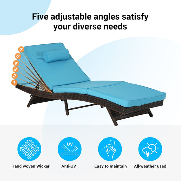 English Elm Outdoor Wicker Reclining Lounge Chair Set Of 2 - Adjustable Comfort, Durable Design For Pool & Patio W874P264723-GIGA