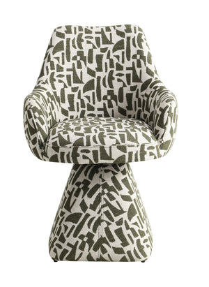 English Elm Priel Green Pattern Fabric Swivel Accent Chair with 360° Rotation, Wooden Frame, 3.5" Cushion, 220lb Capacity B2726P406785