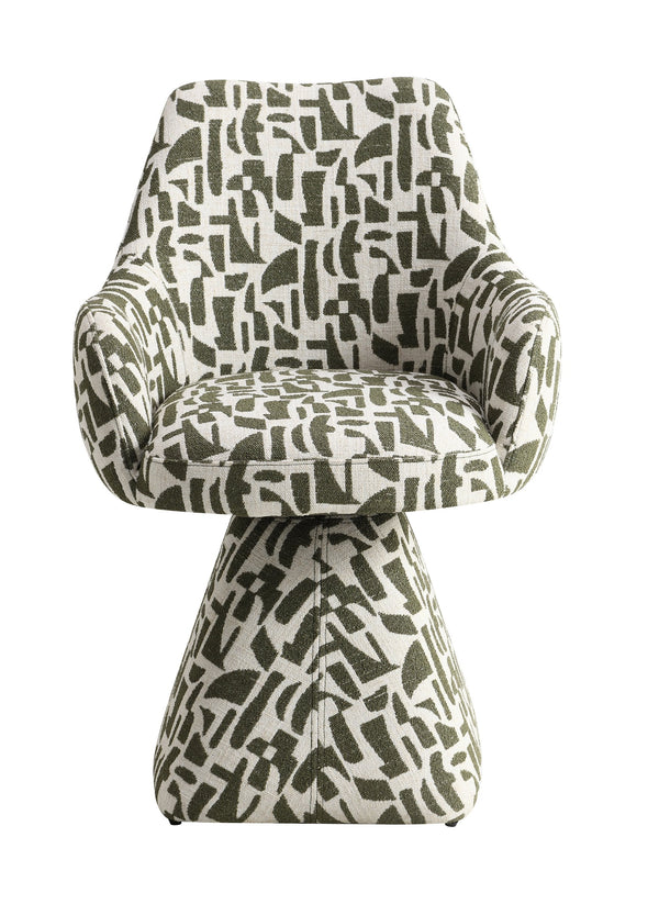 English Elm Priel Green Pattern Fabric Swivel Accent Chair with 360° Rotation, Wooden Frame, 3.5" Cushion, 220lb Capacity B2726P406785