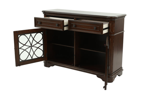 English Elm Traditional Elegant Server with Spacious Drawers and Cabinet Storage for Dining Room Organization and Style Dark Oak 59 L x 44 W x 27 H B011P395603