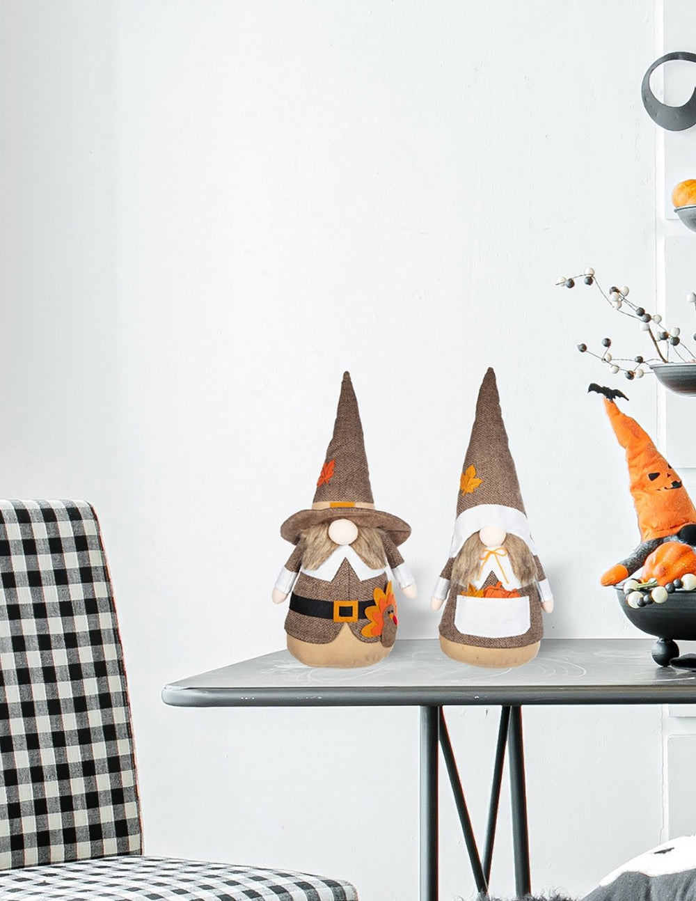 English Elm Set Of 2 Fabric Gnome Figurines – Cozy Autumn Decor For Thanksgiving, Fall Centerpieces & Gifts W2078P375700-GIGA