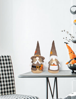 English Elm Set Of 2 Fabric Gnome Figurines – Cozy Autumn Decor For Thanksgiving, Fall Centerpieces & Gifts W2078P375700-GIGA