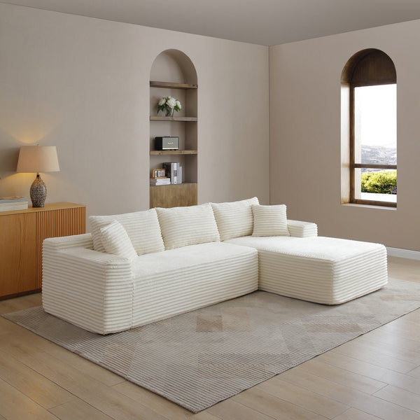 English Elm 105'' Modular Cloud Sectional with Deep Plush Corduroy Seat for Living Room Lounging W1117P377679
