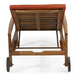 English Elm Jason Outdoor Acacia Wood Chaise Lounge with Adjustable Recline and Slat Design N769P363844O
