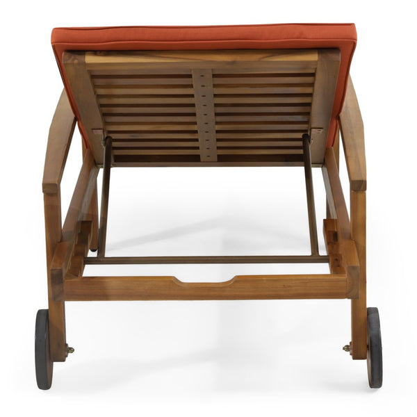 English Elm Jason Outdoor Acacia Wood Chaise Lounge with Adjustable Recline and Slat Design N769P363844O