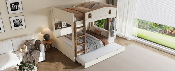 English Elm Twin Xl Solid Pine Loft Bed with Built-in Led Lighting and Storage Shelves W1580S00392