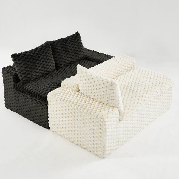 English Elm Luxury Color-Block Turtle Velvet Sofa - Modular Design For Stylish Living Spaces, Comfort For All! W3371S00045