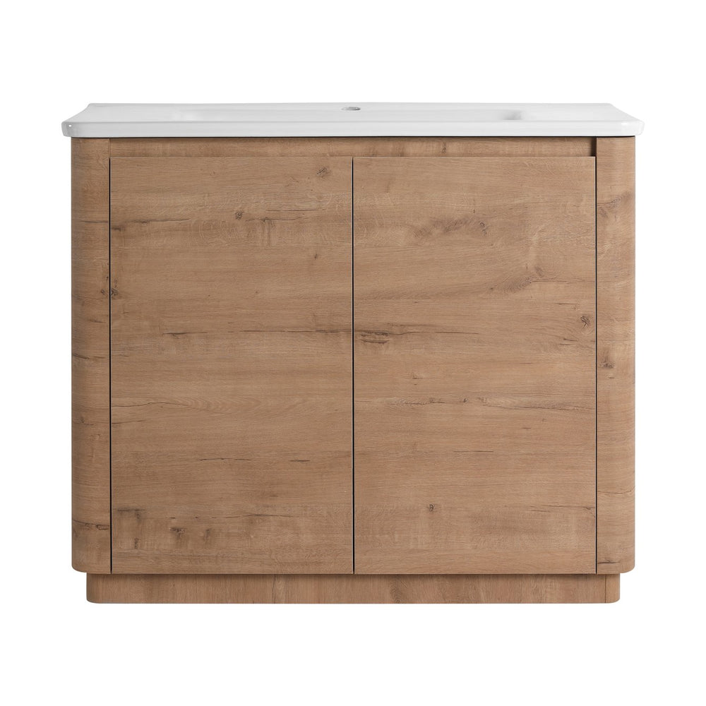 English Elm 40'' Freestanding Bathroom Vanity With White Ceramic Sink & Soft-Close Doors - Stylish Storage Solution W999S00401