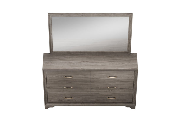 English Elm Modern Six Drawer Wood Dresser with Gold Hardware and Sculptural Legs for Bedroom B011P448745
