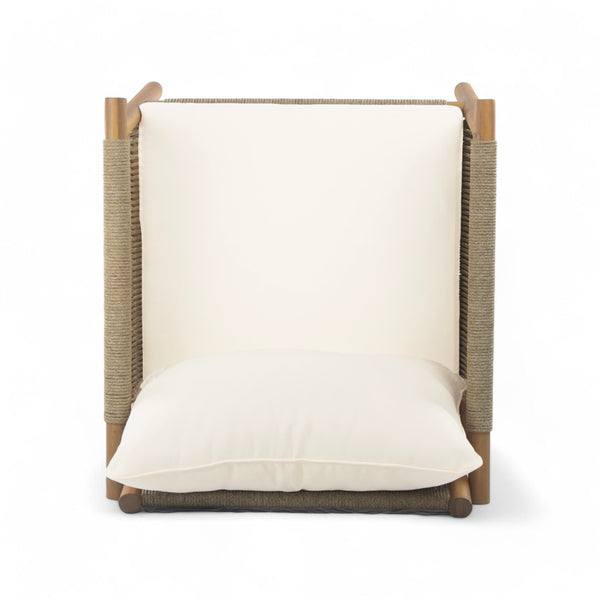 English Elm 28" Woven Outdoor Lounge Chair Solid Wood Frame Polyester Cushions Patio Garden N767P236617T