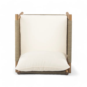 English Elm 28" Woven Outdoor Lounge Chair Solid Wood Frame Polyester Cushions Patio Garden N767P375341T