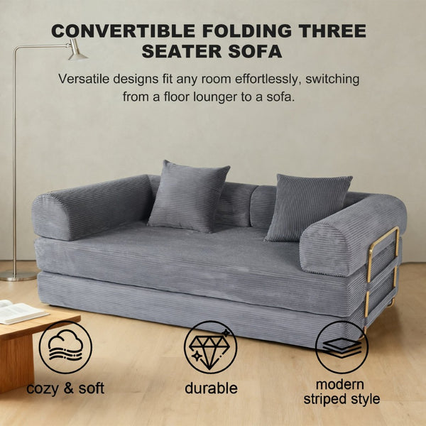 English Elm 2-in-1 Foldable Cloud Sofa Bed Plush Faux Fur Memory Foam Sleeper for Apartments W3422S00004
