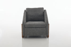 English Elm 057- Chenille Fabric Modern Armchair with Wooden Frame and Gold Trim, Ergonomic Cushioned Accent Seat for Living Room Bedroom (Gray) W527P239828