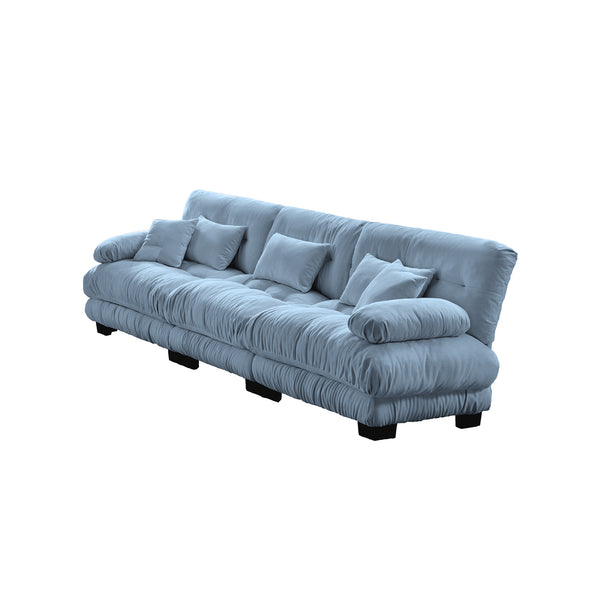 English Elm 3-Seater Cloud-Comfort Modular Sectional Sofa with Plush Chenille Upholstery and Deep Support for Home Living Rooms Blue W714S01082