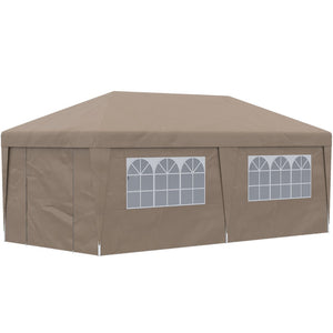 English Elm Outsunny 10' X 19.5' Adjustable Pop-Up Canopy Tent With Sidewalls, Uv30+ Protection, Wheeled Bag W2225P217652-GIGA