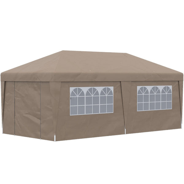English Elm Outsunny 10' X 19.5' Adjustable Pop-Up Canopy Tent With Sidewalls, Uv30+ Protection, Wheeled Bag W2225P217652-GIGA