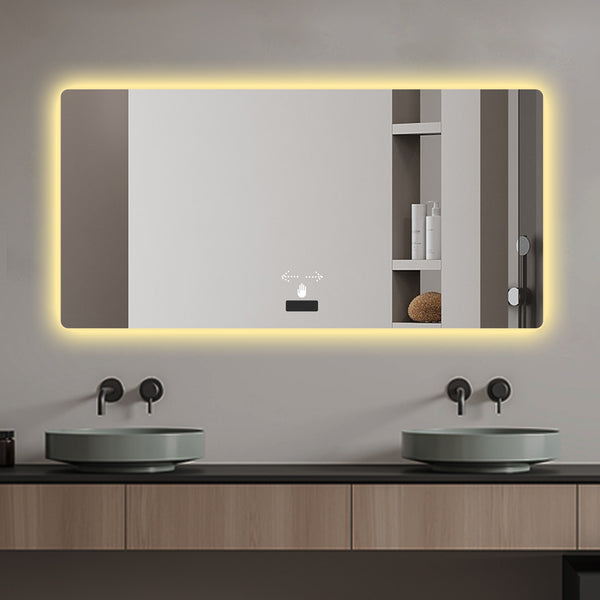 English Elm 48x32in LED Bathroom Mirror with Soft Shade, Waterproof Case, Tri-Color Dimming, Smart Sensor, Anti-Fog W2709P268893
