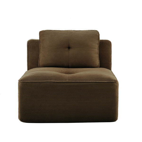 English Elm Armless Modular Sofa Seat Corduroy Upholstered Deep Cushion Living Room Lounge Chair Brown W714P364708