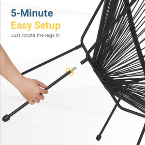 English Elm 3-piece Acapulco Outdoor Bistro Set Hand Woven Pe Rattan Chairs Tempered Glass Table Black B082P455169