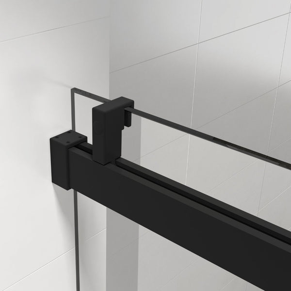 English Elm 56" Frameless Sliding Shower Door Tempered Glass Matte Black Soft Close Modern Bath W1573104180