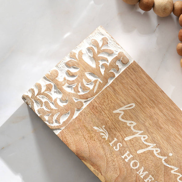 English Elm Happiness Rustic Wood Wall Sign - Handmade 10x4.5x1.5" Whitewash Decor, Durable Giftable Accent B346P336774