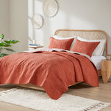 INK+IVY Kandula Global Inspired 3 Piece Reversible Cotton Quilt Set II13-611 Coral