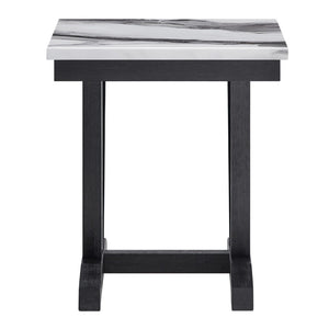 English Elm Paula Faux Marble Top End Table with Sculptural Pedestal Base for Modern Living B201P411481