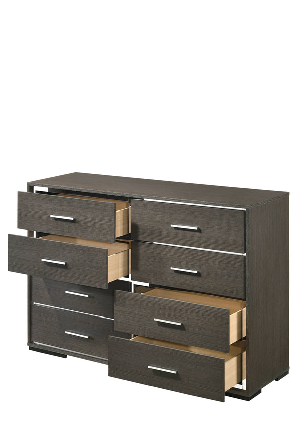 English Elm Escher Eight-Drawer Modern Oak-Style Dresser with Soft-Close Glides, Dovetail Construction, Dust-Proof Gray,Oak 60 L x 20 W x 44 H B2726P261877