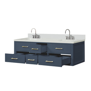 English Elm Blue Double Bath Vanity With Cultured Marble Top & Faucet Set - Stylish Storage For Modern Spaces B2731P258048
