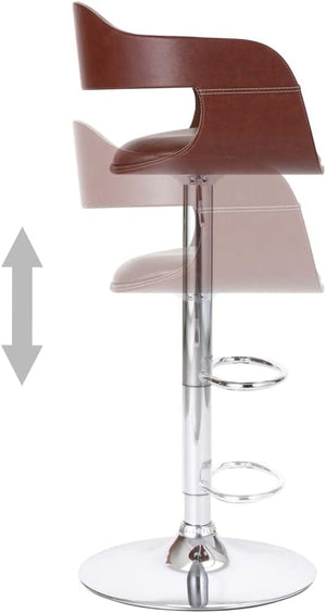 English Elm Contemporary Swivel Adjustable Barstool Brown Faux Leather Padded Seat & Back 360° Comfort Lift Recline B347P338495