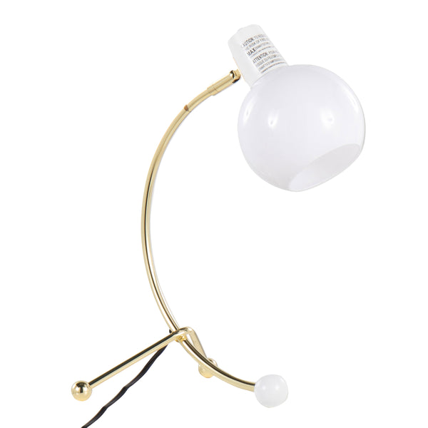 English Elm Eileen Adjustable Task Lamp with Sleek Metal Frame and Round White Shade – Modern Desk Accent, UL Gold B202P224188