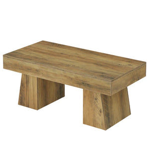 English Elm Wooden Rustic Mdf Coffee Table Open Base Rectangular Design for Living Room Decor T3971P449559