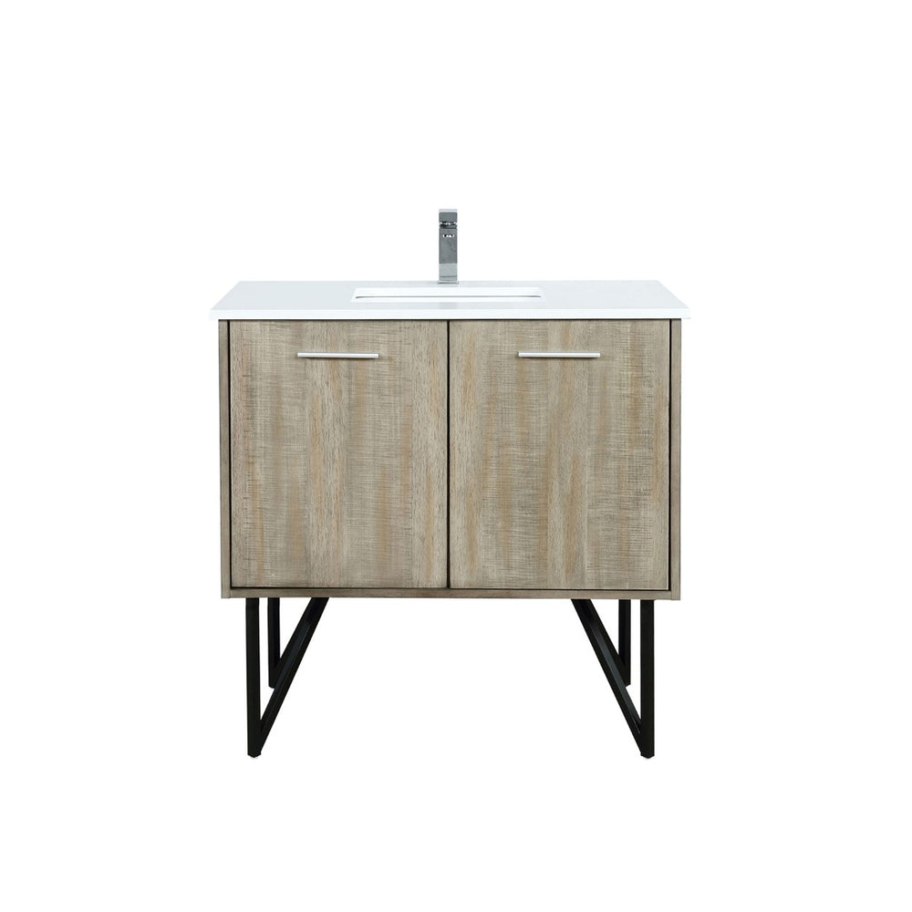 English Elm Rustic Acacia Bath Vanity 36" W X 20" D With Durable Cultured Marble Top & Chrome Faucet Set B2731P259679-GIGA