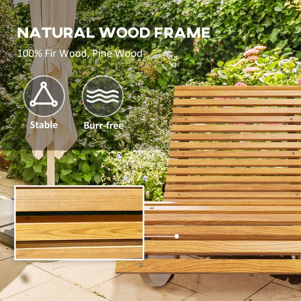 English Elm Outsunny Outdoor Ergonomic Wood Rocker with S Curve High Back Slatted Patio Seat W2225P174331