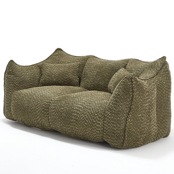 English Elm Soft Plush Foam Beanbag Chair for Two People, Square Recliner Sofa With Superfiber Comfort Embrace Olive Green W1996P252273