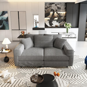 English Elm 82.6"upholstered Velvet Chesterfield Sofa with Button Tufting Nailhead Trim Rolled Arms Grey W1885S00350