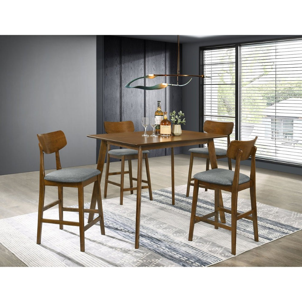 English Elm Aston Mid-century Counter Height Dining Set Walnut Finish Bentwood Chairs for Kitchen B062S01657