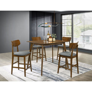 English Elm Aston Mid-century Counter Height Dining Set Walnut Finish Bentwood Chairs for Kitchen B062S01657