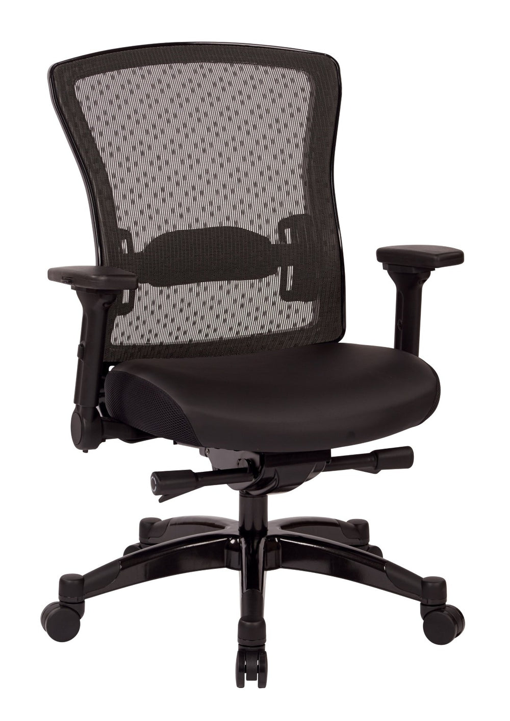 OSP Home Furnishings Executive Memory Foam Office Chair with Mesh Back Lumbar Support and Synchro Tilt Control 317-ME3R2C7KF7