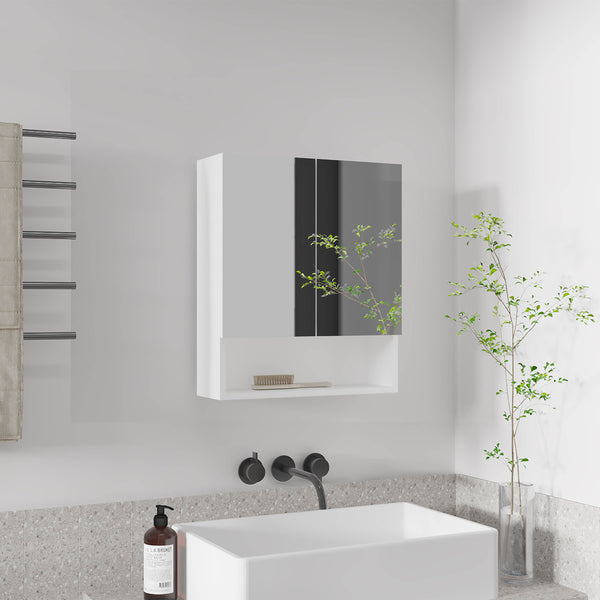 English Elm Wanna 23" High Double Door Medicine Cabinet with Open Shelf, Adjustable Shelves, Sleek White MDF B070P286459