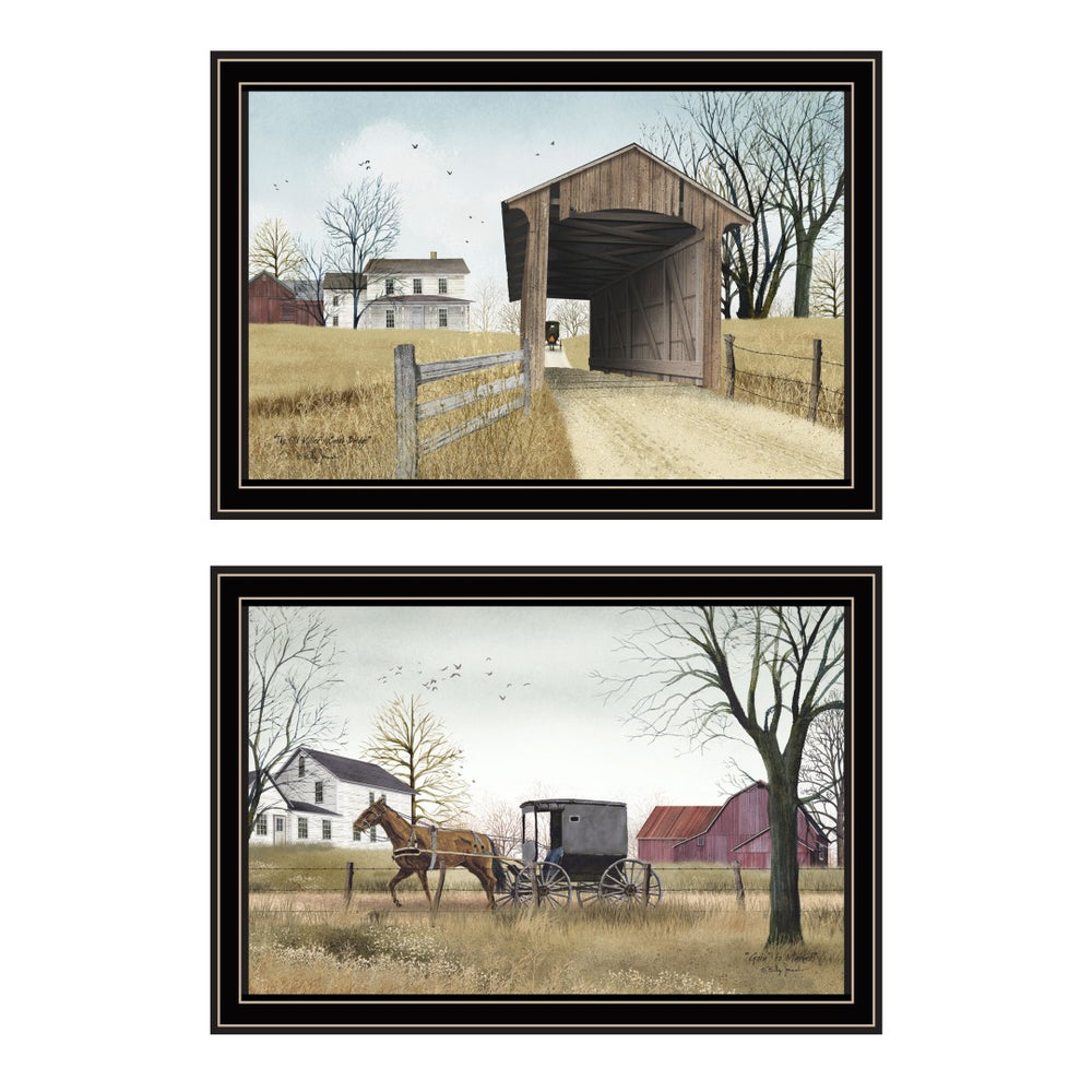 English Elm Trendy Decor 4u Billy Jacobs Rural Americana 2 Panel Black Framed Canvas Wall Art B067P254108