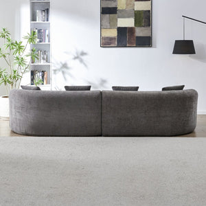 English Elm 111" L Shaped Cloud Sofa Plush Chenille Upholstered High Density Foam Apartment Living Room Grey W1669S00058