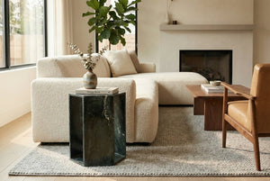 English Elm Genuine Solid Marble Hexagonal Pedestal End Table Polished Stone for Modern Living Green W1696P407999