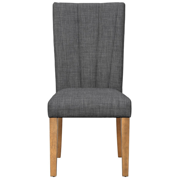 English Elm Topmax Farmhouse Extendable Rubberwood Dining Set Seats Six with Bench and Linen Chairs Brown+Gray N717S000089E