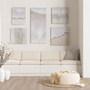 JLA Home Madison Park - Hand Embellished Neutral Ombre 5-Piece Abstract Canvas Set with Textured Glitz, Ready to Hang Decor MP95C-0300