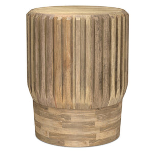 English Elm Lyall Solid Mango Wood Round Side Table with Fluted Column Design for Any Room B136P419901