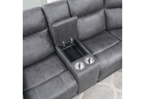 English Elm ECO Greige Sectional Sofa — Plush 100% Polyester Fabric, Sleek Modern Design, Comfortable Seating Lounge B201S00075