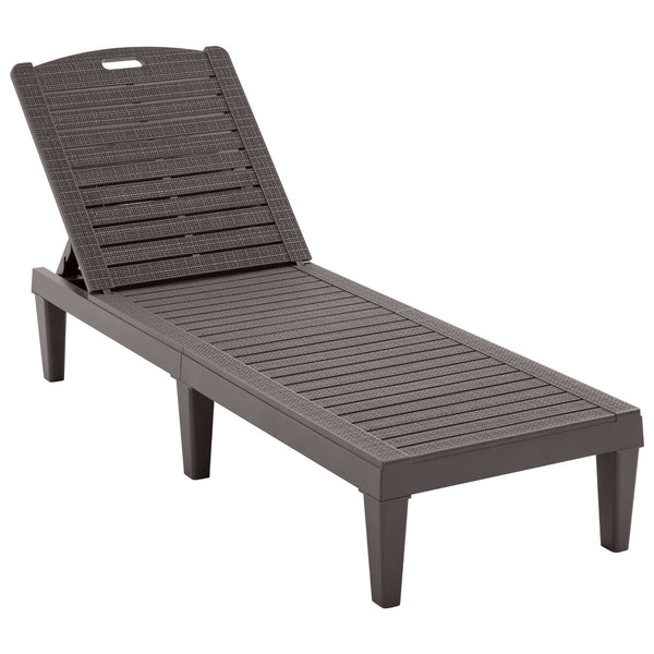 English Elm 2-Piece Outdoor Chaise Lounges with 5-Position Adjustable Backrest, UV-Proof Resin, Lightweight & Durable Dark Brown N719P293384S