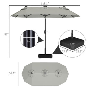 English Elm Outdoor Double Canopy Patio Umbrella with Solar Led Lights and Tilt Function T3971P427146