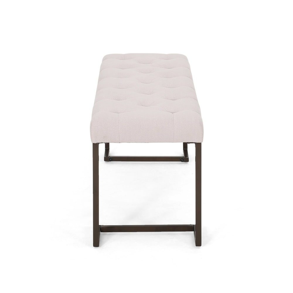 English Elm Christopher Knight Home® - Upholstered Button Tufted Bench In Beige With Bronze Legs - Elegant Accent For Any Space! N757P256383A